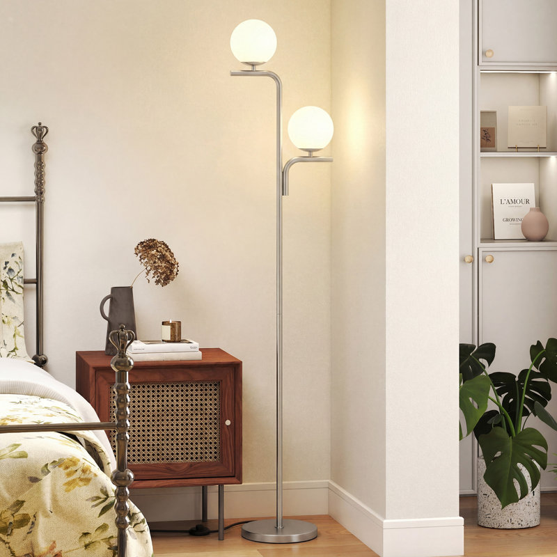 HOMCOM Floor Lamp with 3 Colour Temperatures, Modern Standing Lamp, Silver