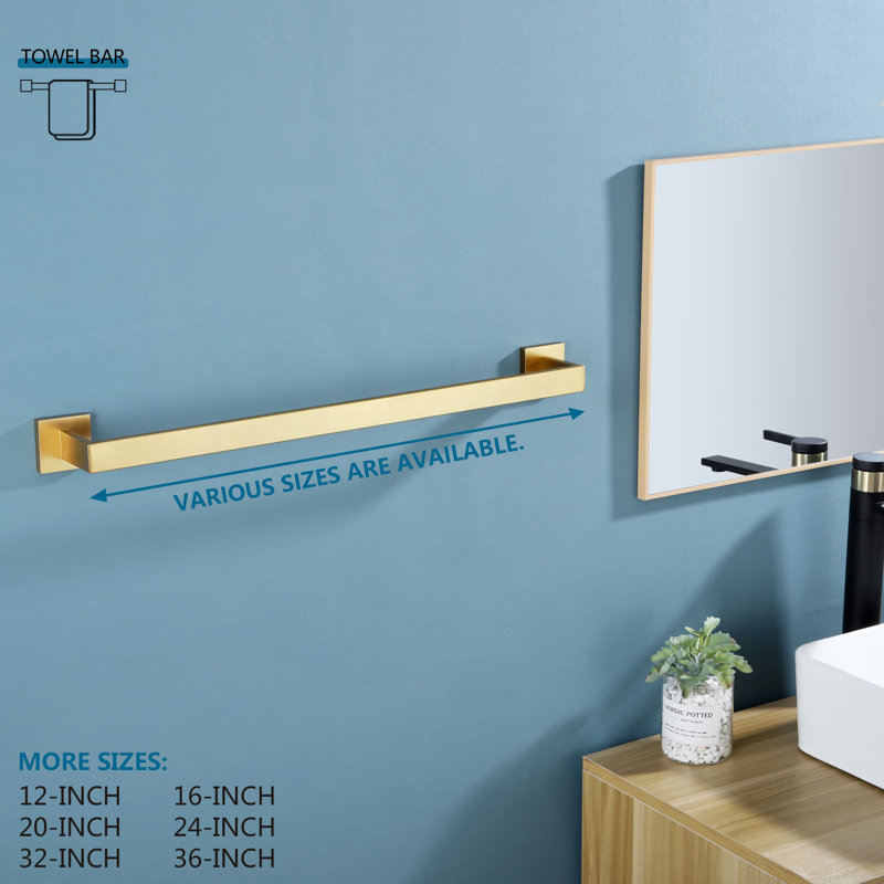 Porte-serviettes mural 25,5 po, Or brossé, 24'' 