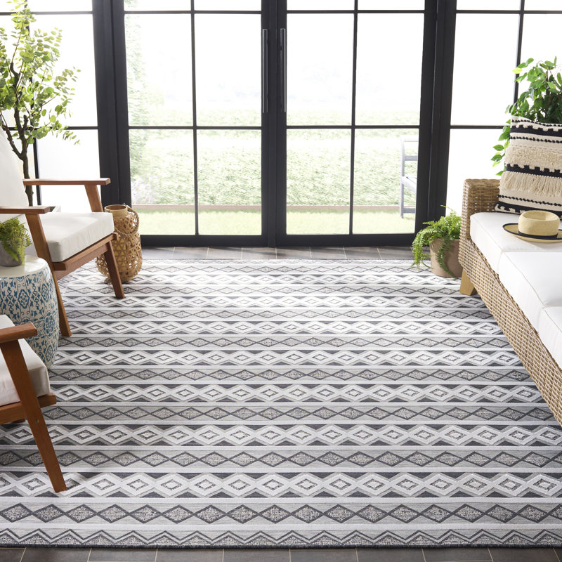 Tapis d'intérieur / extérieur à motif géométrique Kenenth Performance, Rectangle 8 pi x 10 pi