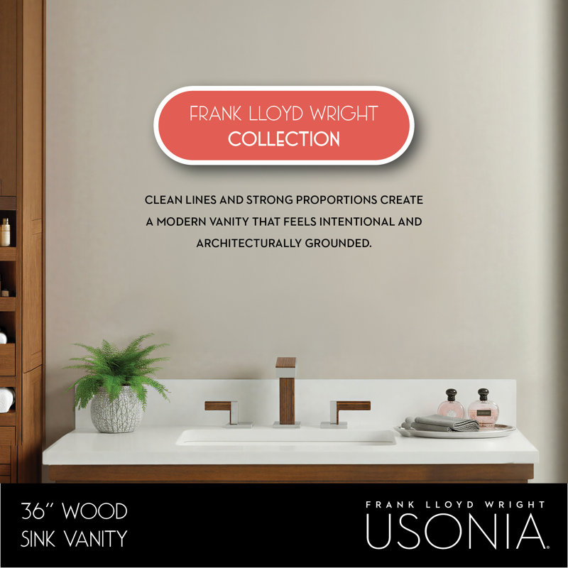FLW Harmony 36 Wood Sink Vanity, Walnut, 36
