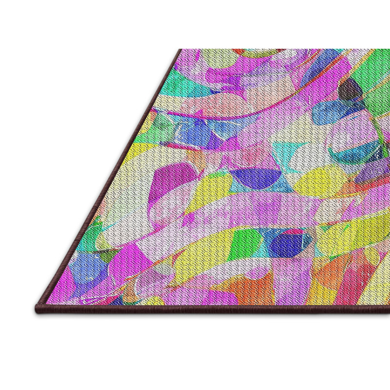 Tapis motif rose/vert/jaune, Rectangle 5 pi x 7 pi