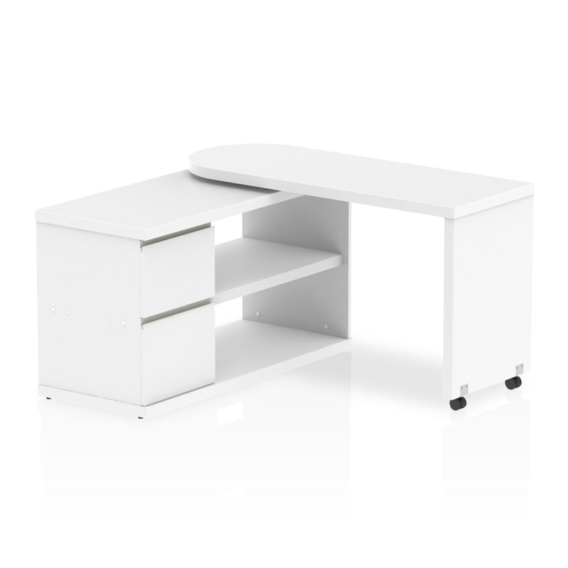 Qichen Foldable Modular L-Shaped Computer Desk Secretary Desk, White