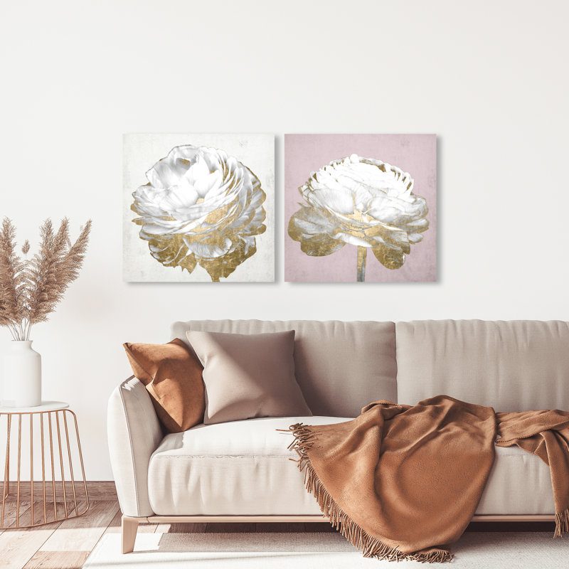 Ensemble de 2 impressions sur toile tendue et dorée, H 24 po x l 24 po