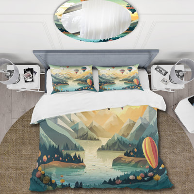 Ensemble de housse de couette Hot Air Balloon Off Into The Sky I Bedding
