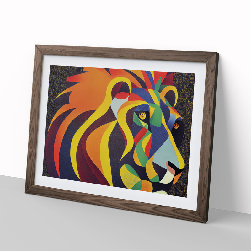An Abstract Lion - Framed Print, Walnut, 34cm H x 46cm W x 2cm D
