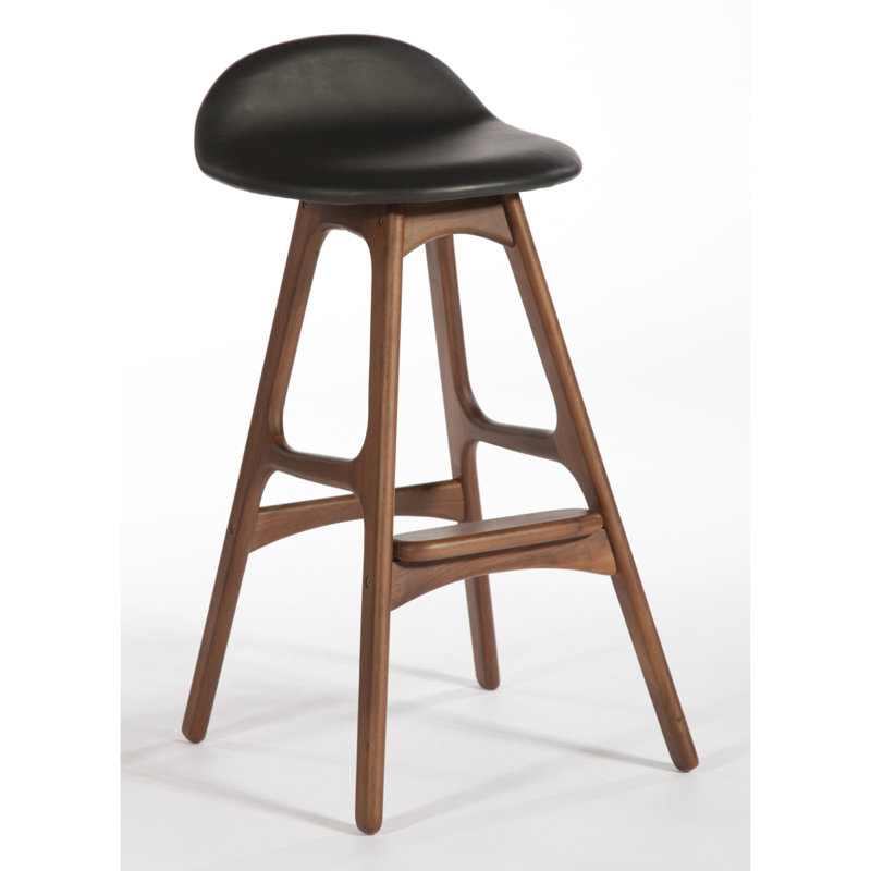 Tabouret de bar et de comptoir Grove, Noyer, Noir, Tabouret de comptoir (siège d’une hauteur de 25