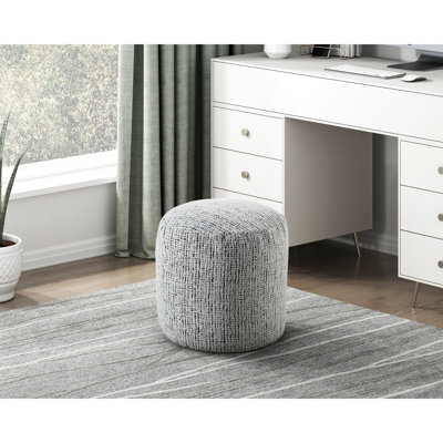 Repose-pieds cylindrique avec base antidérapante et revêtement en tissu d'ameublement en chenille