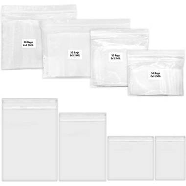 200 Pack 2 Mil Thick PP Bags for Jewelry, 4 Assorted Sizes, 2x3 3x3 3x5 4x6  Inch. 50 Counts Each Size, Clear Durable Food Grade Safe. Resealable