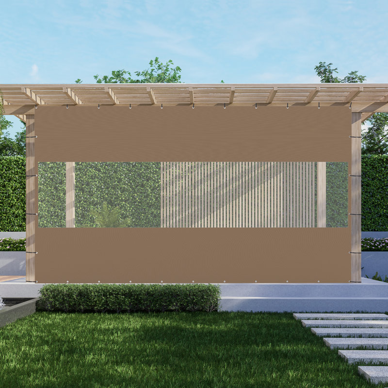 Domi Louvered Polyethylene Plastic Side Wall, Brown, 83" H x 118.9" W x 1" D