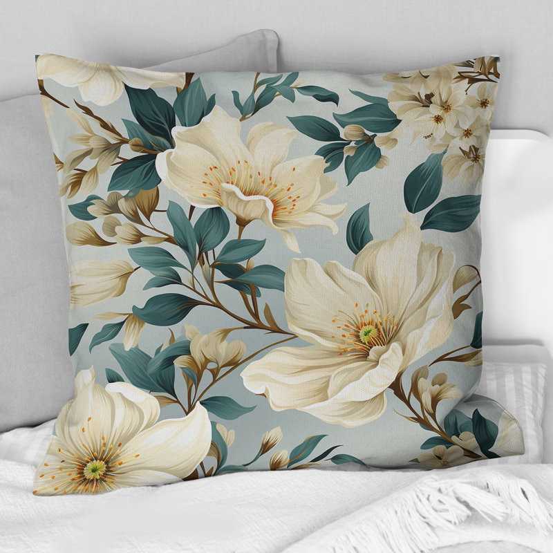 Floral Throw Pillow, 18" H x 18" W