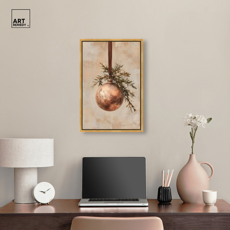 Décoration murale de Noël impression sur toile bronze par Art Remedy, cadre doré, 16 x 24, H 25 po x l 17 po, Cadre doré
