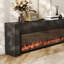 Foyer en bois massif noir avec meuble télé-118342486-118342488