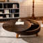 Table basse ronde 39,37 po avec espace de rangement, brun et rétro, convenant au salon et au bureau, brun-466414570-466414564