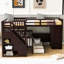 Lit superposé simple en L avec 3 tiroirs, bureau portable et garde-robe
