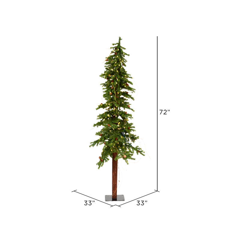 Vickerman 5' Alpine Artificial Christmas Tree, Featuring 475  Pvc Tips And 150 Warm White Dura-Lit Led Lights, 6' H