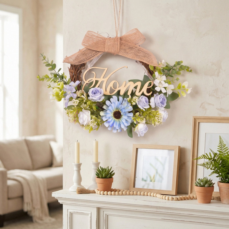 Couronne rose 16 pouces pour porte d'entrée