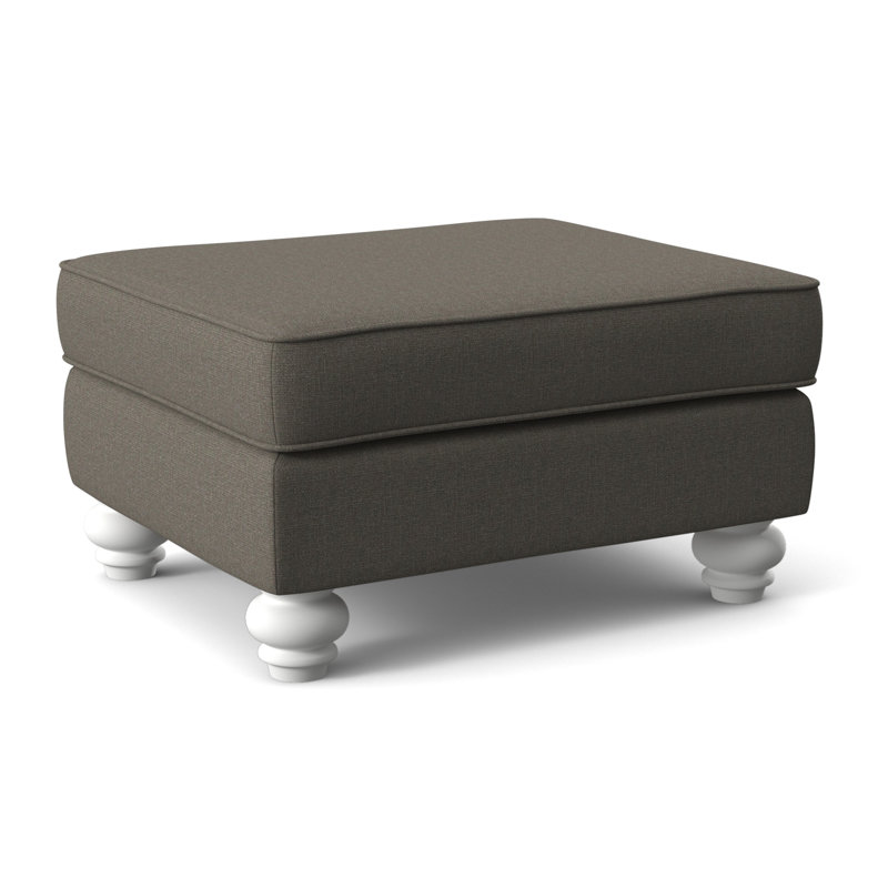 Lowell Upholstered Ottoman, Frost White Finish, Gray Sugar Performance; 0863-84