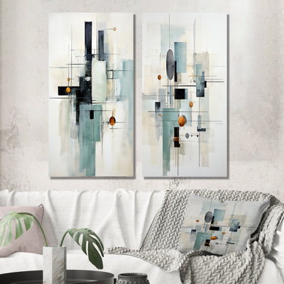 «Grey Suprematism Geometric Symphony», 2 pièces