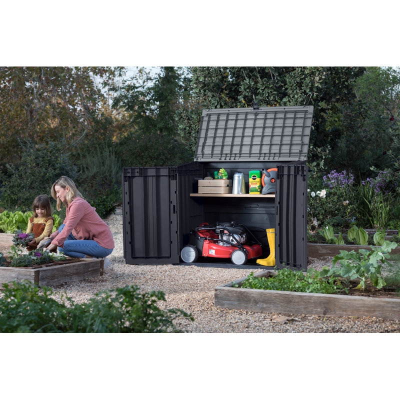 Keter Store It Out Prime Durable Resin Outdoor Storage Shed With Floor and Double Doors for Garden Patio Furniture and Tools