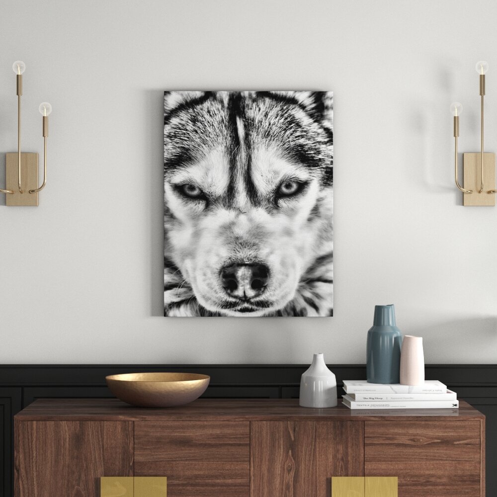 Leinwandbild Husky in Monochrom