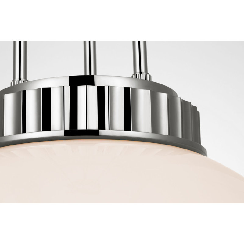 Cavill 16" Pendant with White Glass, Polished Nickel