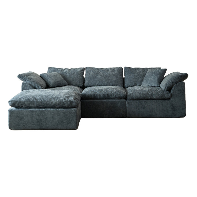 Canapé modulaire en forme de L de 109 po avec siège à dossier profond en forme de L avec repose-pieds mobile de 109 po et canapé compressible surdimensionné pour le salon