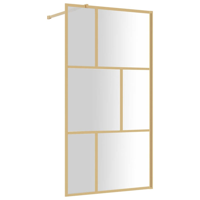 Belfry Walk-in Shower Wall with Clear ESG Glass, Gold, 80cm W