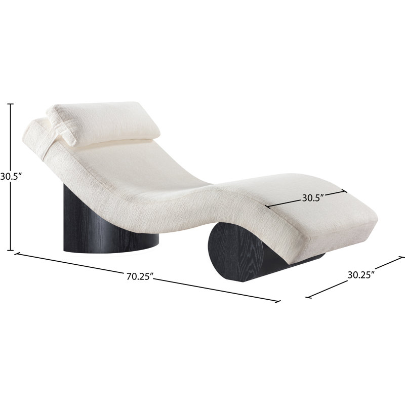Méridienne Marcella, Tissu crème en polyester, Noir, noir, noir, noir