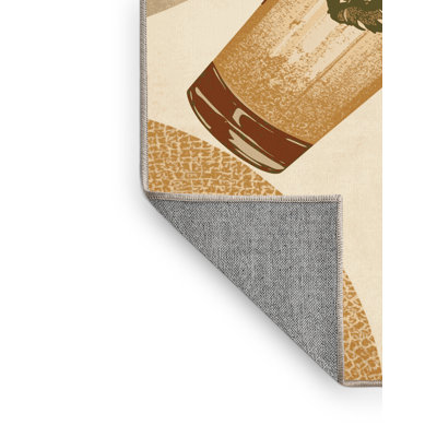 Tapis moderne en verre Aedan Mojito lavable à la machine en brun - reliure beige