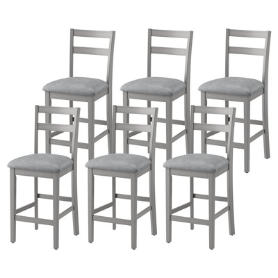 Tabouret à hauteur de bar à dossier échelle, chaise de bar rembourrée en similicuir avec cadre en bois massif