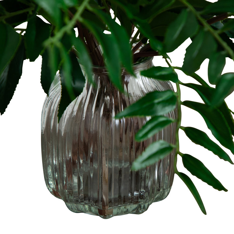 19-inch Green Fern Arrangement in Clear Glass Vase