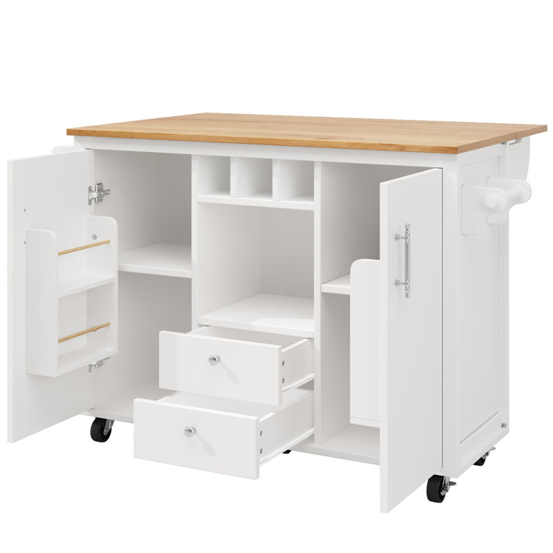 138 cm W Kitchen Island with Top, White