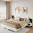 Wooden Floating Platform Bed With Led Lights And Built-in Nightstands-1462993174