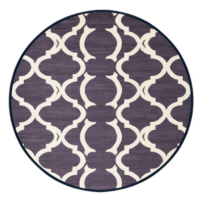 Machine Washable Trellis Purple Area Rug