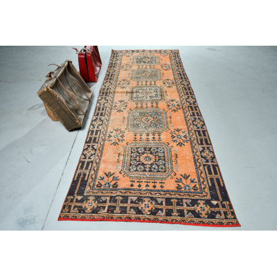 Tapis de couloir turc vintage orange pour l'extérieur et décoration de cuisine bohémienne