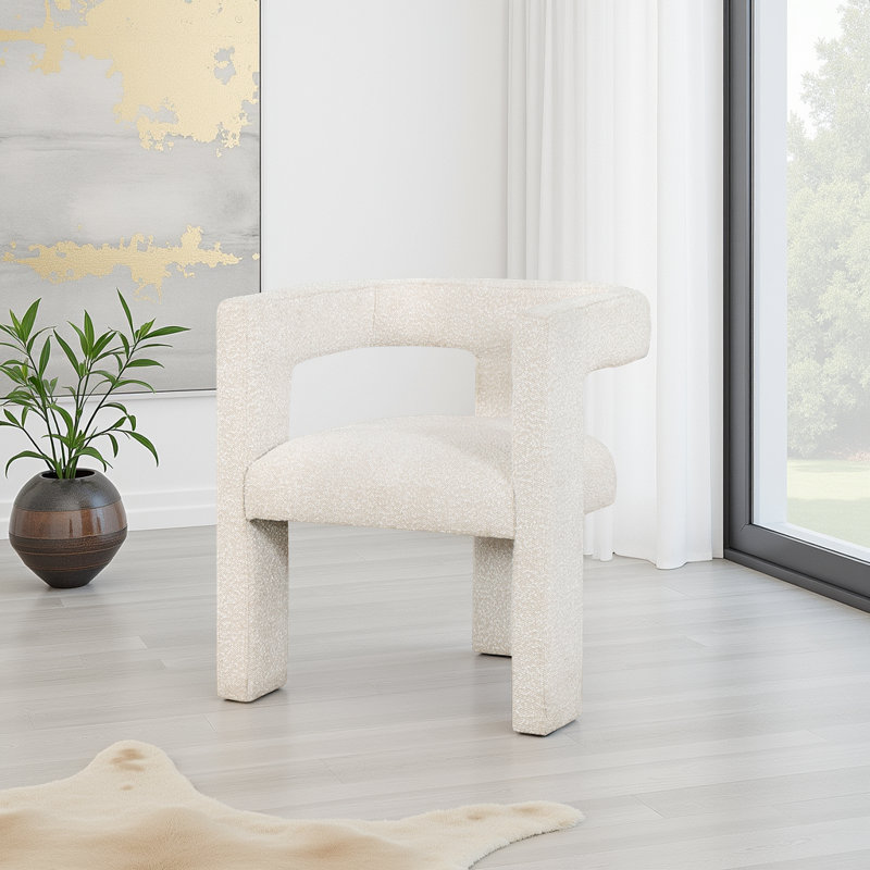 Chaise d'appoint Boucle - Design contemporain entièrement rembourré avec des courbes douces, Blanc