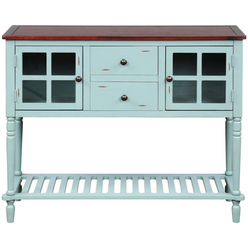 Danner 42'' Console Table,Entryway table,Sofa table with Two drawers, Brown/Vintage Green, Brown