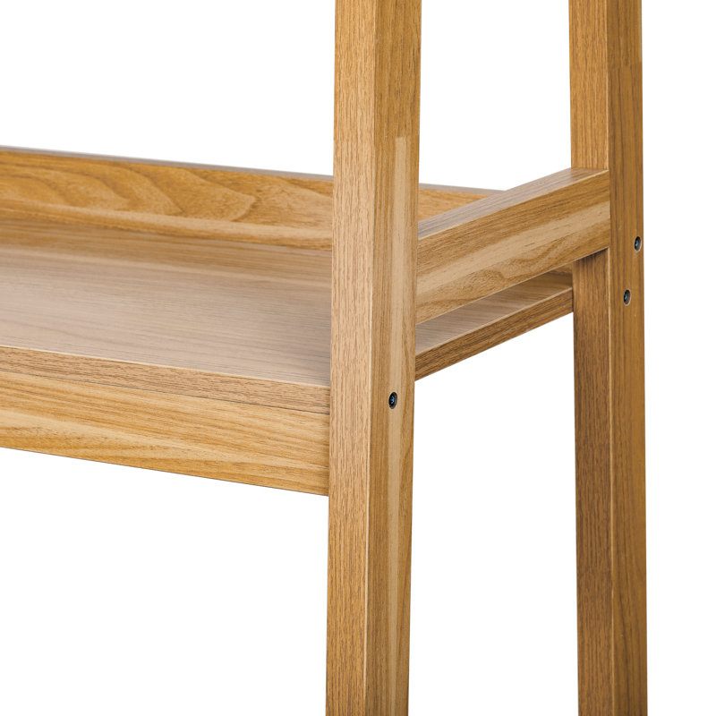 Pet - Bibliothèque avec inclinaison, cadres géométriques blancs, trois tablettes ouvertes, rangement pour fournitures de bureau, étagère de construction en chêne antique, structure, rangement dissimulé, appartements peu encombrants