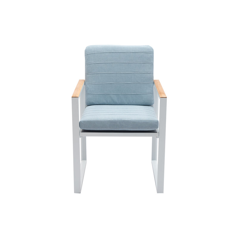 6 chaises de patio pour l'extérieur avec coussins de la collection Alexander, Bleu, Blanc