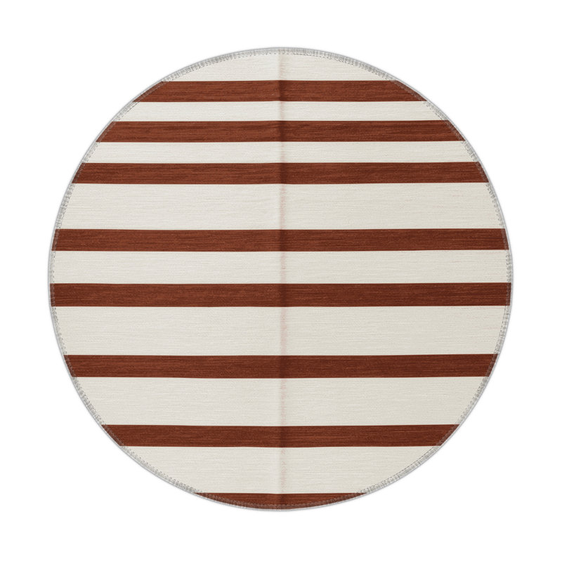 Tapis intérieur / extérieur beige HorizontalStripes, Rond 5 pi