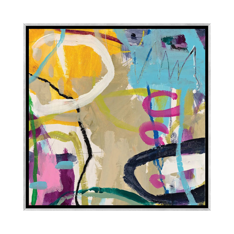 Happiness - reproduction d'art murale - toile encadrée, H 26 po x l 26 po, Toile à cadre flottant sans passe-partout, Argent