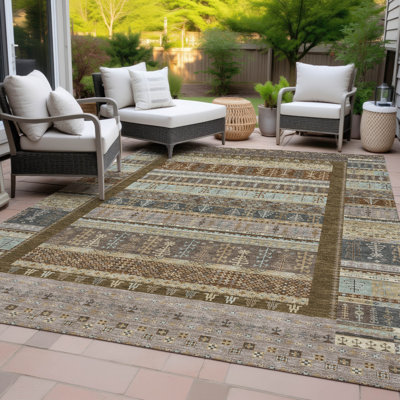 Machine Washable Indoor/Outdoor Meredith ACN2160 Striped Rug