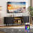 TV Stand for TVs up to  With Fluted Sliding Doors, LED Lights & Hidden Power Strip-1301896500