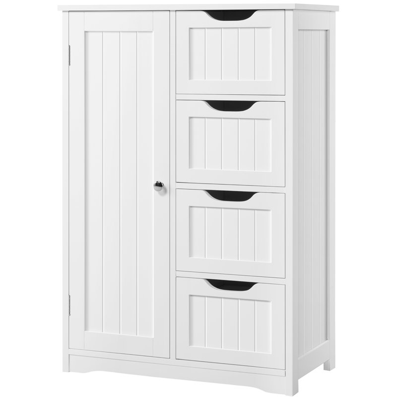 Jalieah Free-Standing Large Wooden Bathroom Floor Cabinet, White, 32.5" H x 22" W x 12" D