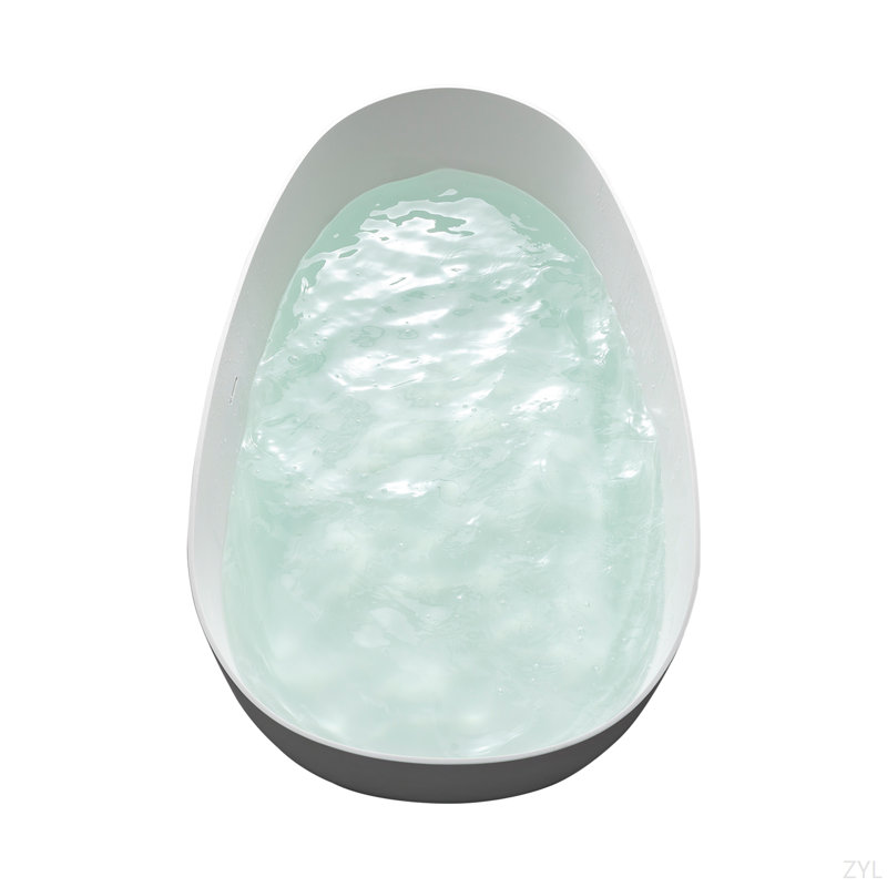67" Solid Surface Deep Soaking Bathtub, Matte White