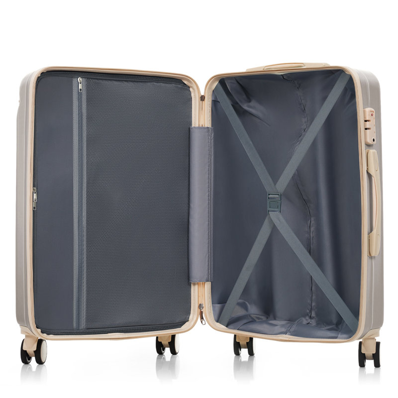Ensemble de valises de voyage en ABS de qualité supérieure, ensemble de valise à verrou TSA 3 pièces avec des tailles de 20, 24 et 28 pouces avec des roues pivotantes à 360 °