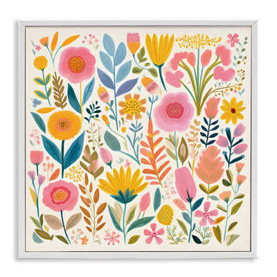 Cottage Florals Pattern Framed Giclee Art by Petal Prints Design