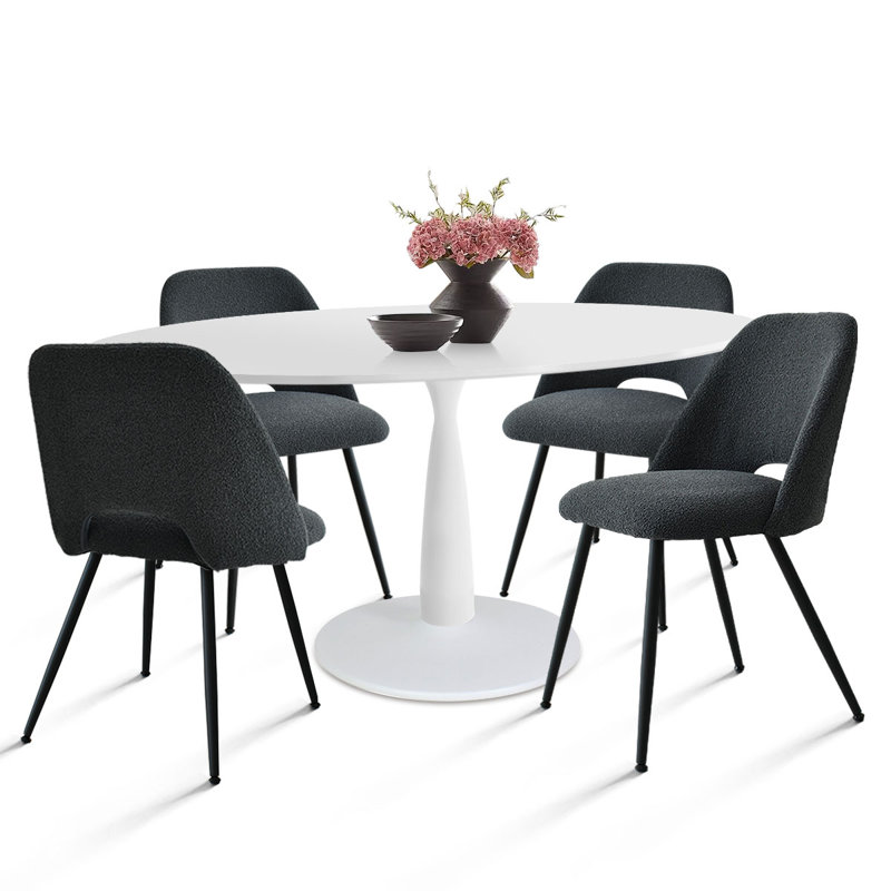 Chaena 5-Piece Oval Dining Table Sets, Black
