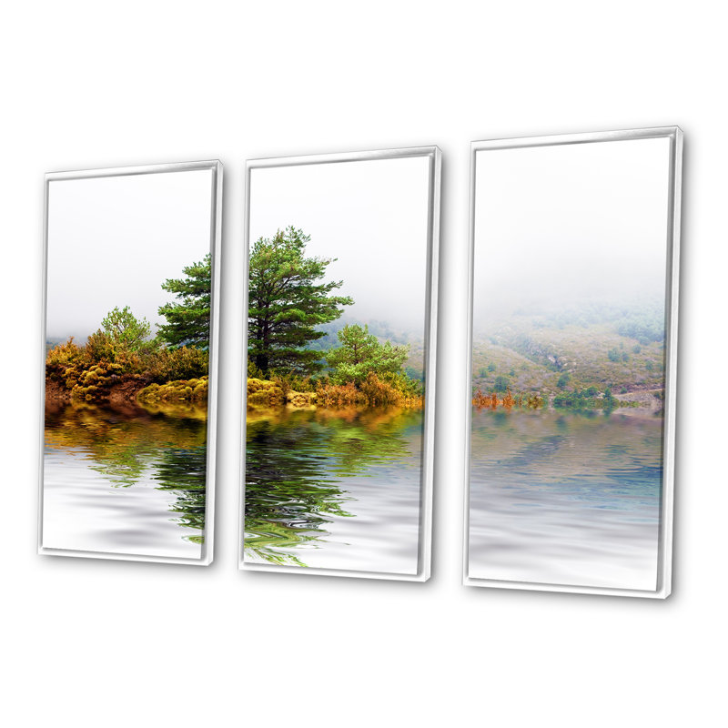 Pin avec reflet - Photographie de 3 pièces sur toile, H 32 po x l 48 po x P 1 po, Blanc