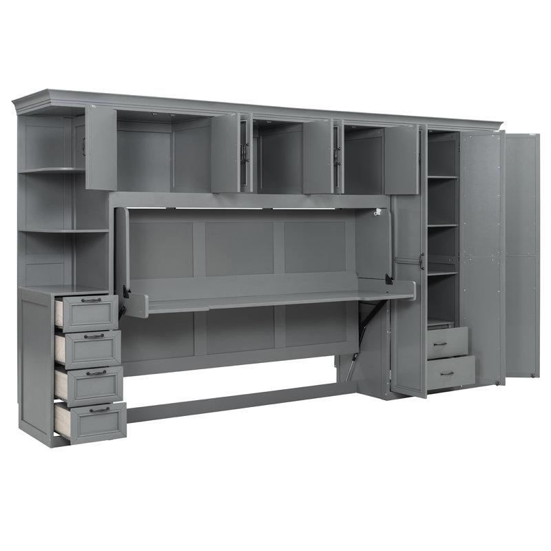 Lit escamotable avec armoire Murphy, Gris